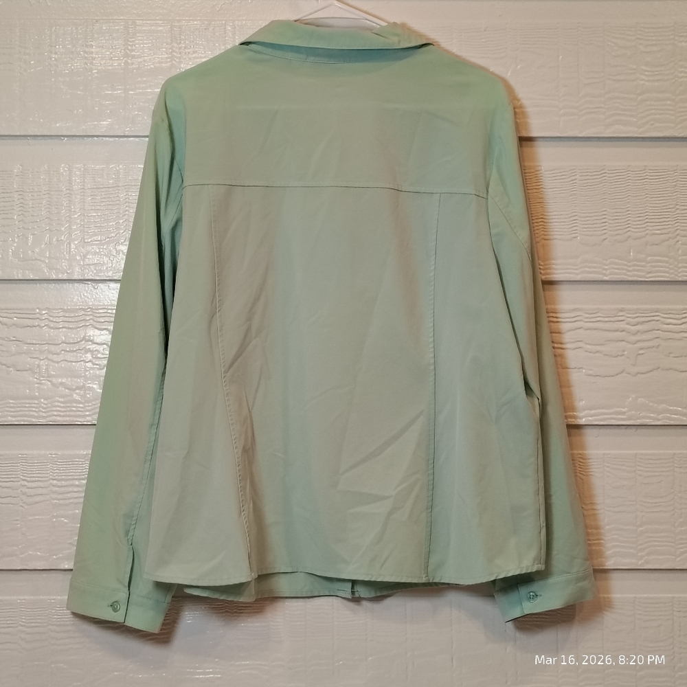 CHICOS WOMEN SZ 3 MINT GREEN BUTTON DOWN CASUAL STRETCH CAREER PERFORMANCE US XL - Picture 5 of 5
